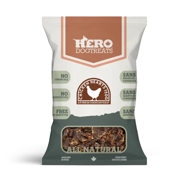 Hero Dog Treats Chicken Hearts cœurs de poulet 150 g