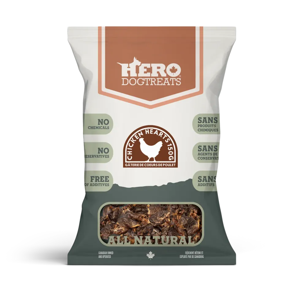 Hero Dog Treats Chicken Hearts cœurs de poulet 150 g