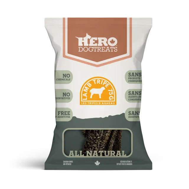 Hero Dog Treats Lamb Tripe friandise agneau 75 g