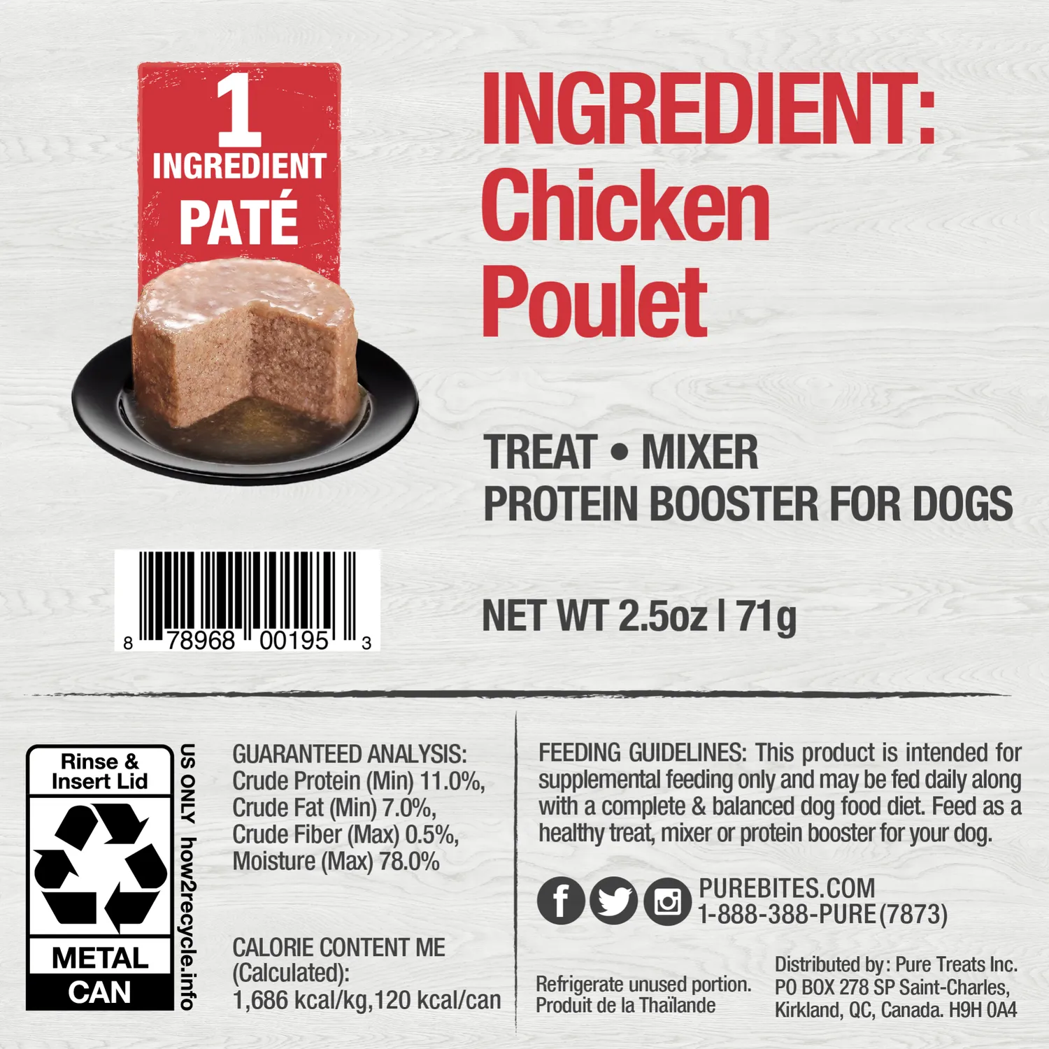 PureBites pâté chien haute protéine