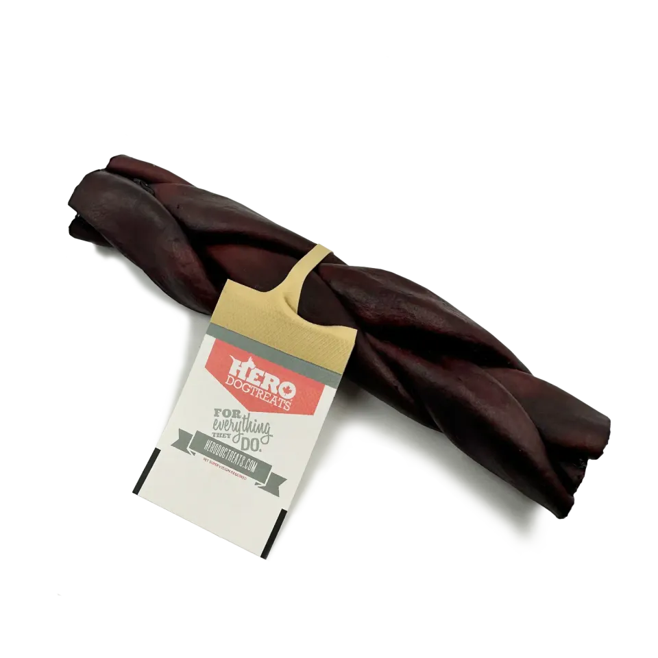 Hero Dog Treats Collagen Braid 5-6 Inch friandise bœuf