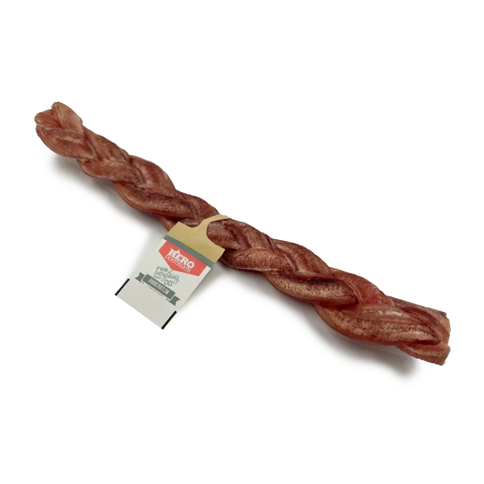 Hero Dog Treats Braided Bully Stick bâton à mâcher